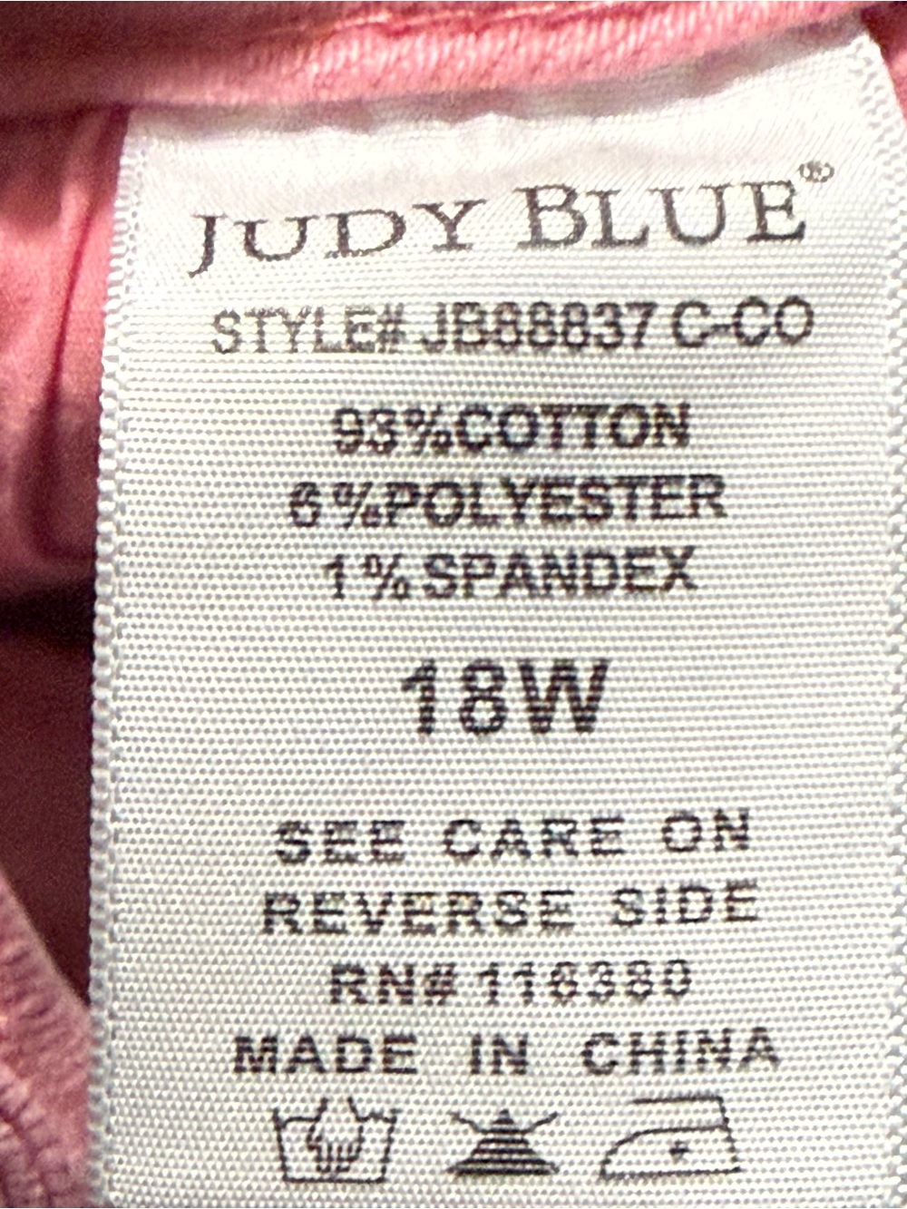 Judy Blue Garment Dyed Front Seam Baggy Jeans Women's 18W Pink Cargo Denim - Picture 6 of 7